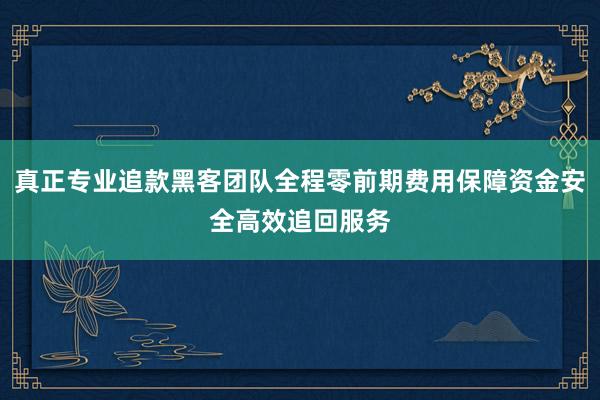 真正专业追款黑客团队全程零前期费用保障资金安全高效追回服务