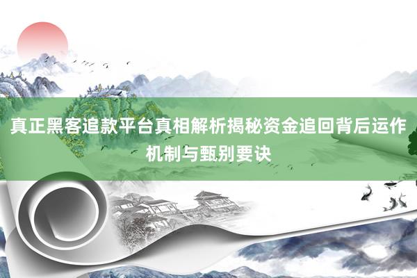 真正黑客追款平台真相解析揭秘资金追回背后运作机制与甄别要诀