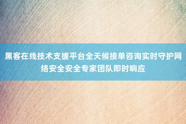 黑客在线技术支援平台全天候接单咨询实时守护网络安全安全专家团队即时响应